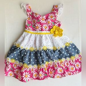 🆕 Nannette | Floral Colorblock Pink Eyelet with Embroidery Baby Girl’s Dress